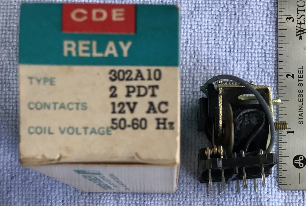 CDE 302A10-12 RELAY 2 PDT 12VAC 8-Blade 24 ohm 10A 1/4Hp