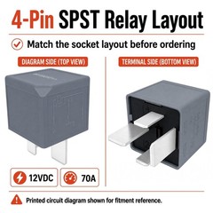 12V 70A 4-Pin SPST Relay (4-Pack) for Ford Escape Focus Fiesta Fusion Transit Co