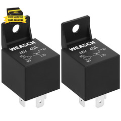 2 Pack Car Relay, 48V 40A, 4 Pin SPST, Automotive Switches and Starters, Waterpr