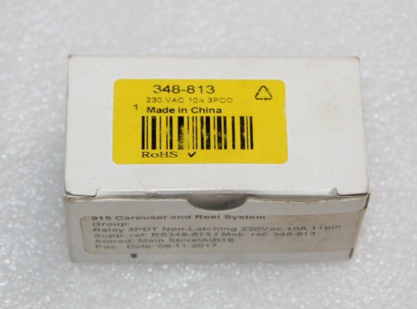 RS COMPONENTS 348-813 NON-LATCHING POWER RELAY 10A COIL 230VAC 50/60HZ 3PCO