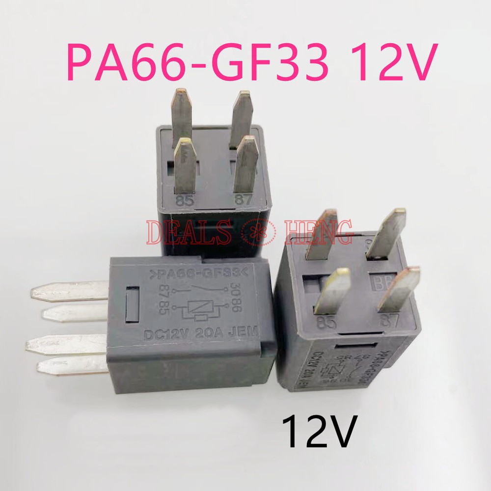 2PC PA66-GF33 DC12V 20A Power Relay for Car 4 Pins PA66-GF33 NEW