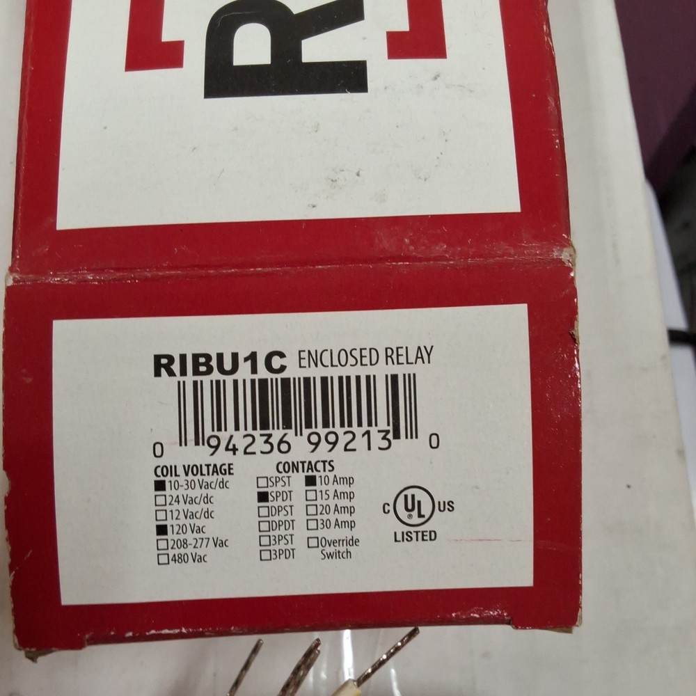 RIBU1C Enclosed Pilot Relay 10 Amp SPDT 10-30 VAC LED