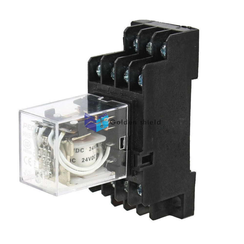 HH54P Volt Power Relay 14 Pin 4PDT 4NO 4NC w PFY14A Socket Coil DC 24V✦Kd