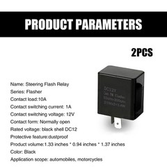 Pack-2 LED Flasher Relay, 12V Speed Adjustable Hazard Warn Flash Relay, Replacem