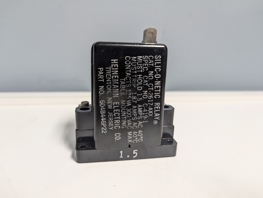 NOS HEINEMANN Silic-O-Netic Relay CT-2617-axx 1.5A Hold, 1.87A Trip