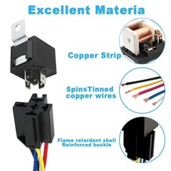 24V 5Pin 40A SPDT Relay with Harness Sockets and Color-Labeled Wires for Auto…