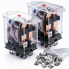 2Pcs DC 12V Coil 8 Pin 10A DPDT LED Indicator Electromagnetic Power Relay Genera