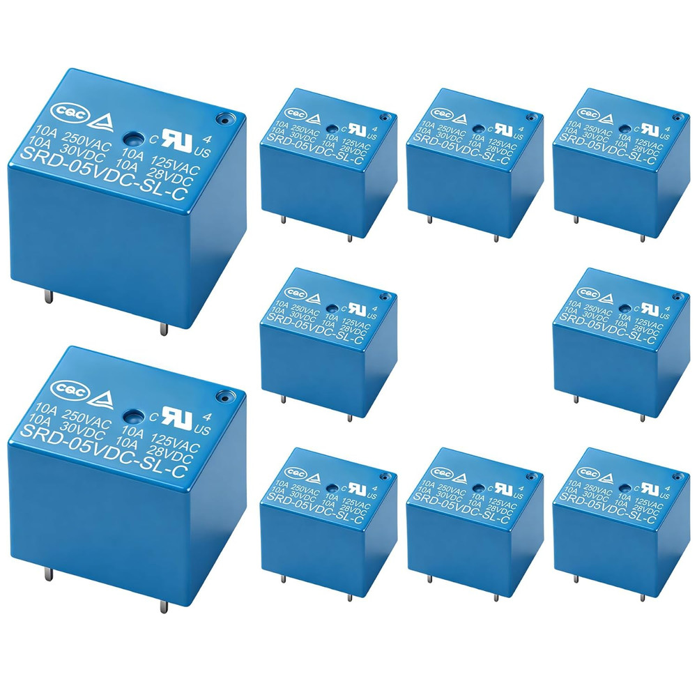 10Pcs PCB Power Relay SRD-05VDC-SL-C DC 5V Coil 10A 250VAC SPDT 5 Pin