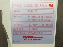 Tyco/Electronics (Wilmar Products), WD47-001, Phase Sequence Relay, Shelf Spares