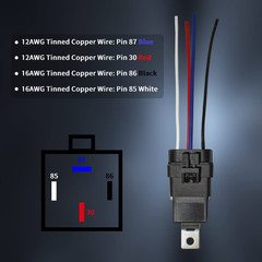 4-PIN 40/30 AMP 12 V DC Waterproof Relay Kit Harness Socket – Heavy Duty 12 AWG