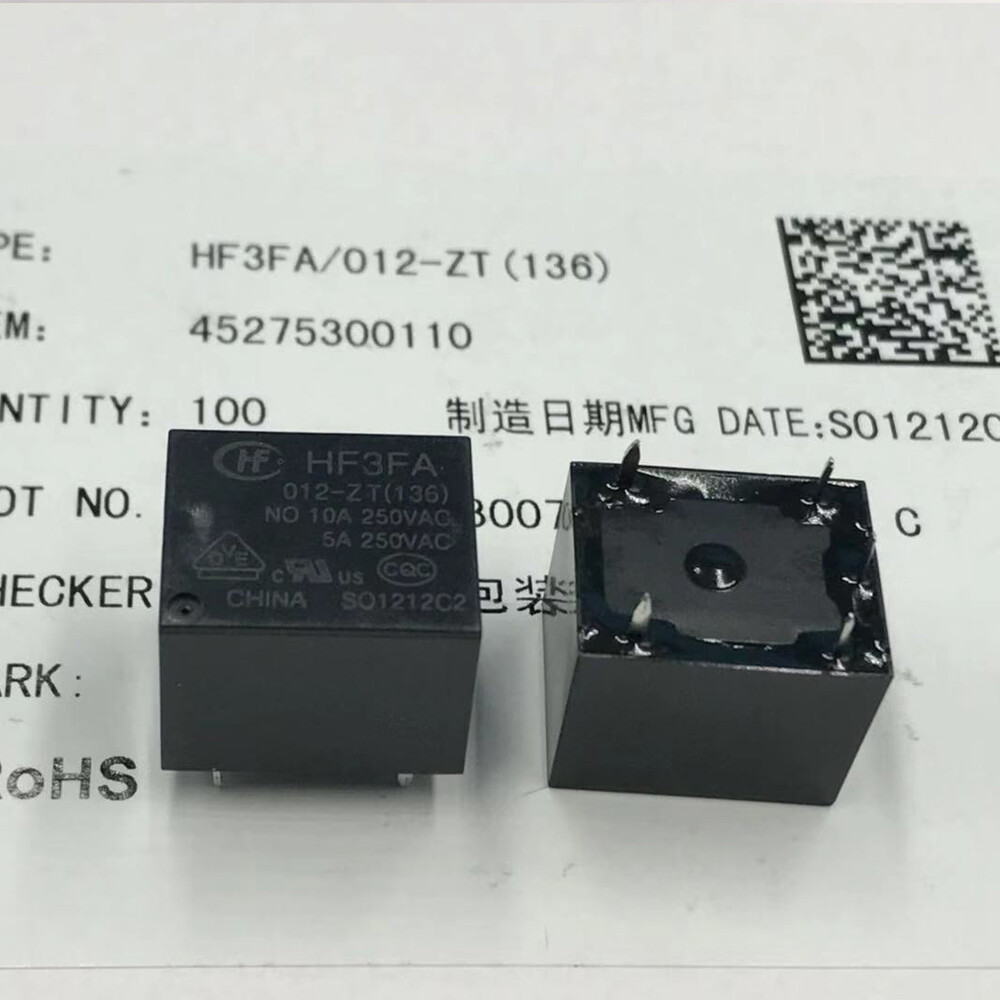 HF3FA-012-ZT(136) 12VDC 10A 250VAC 5 PINS Power Relay (Pack of 10)