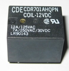 CDE 12V Coil 12 Amp Relay Rated at 125 VAC – Small / Light 12 V SPST Relay