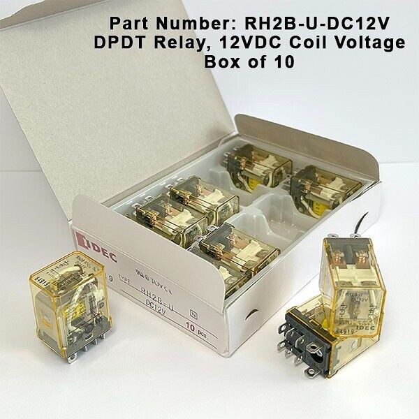 10pcs/1Box IDEC RH2B-UL RH2B-U DC12V General Purpose Relay 10A Contacts DPDT
