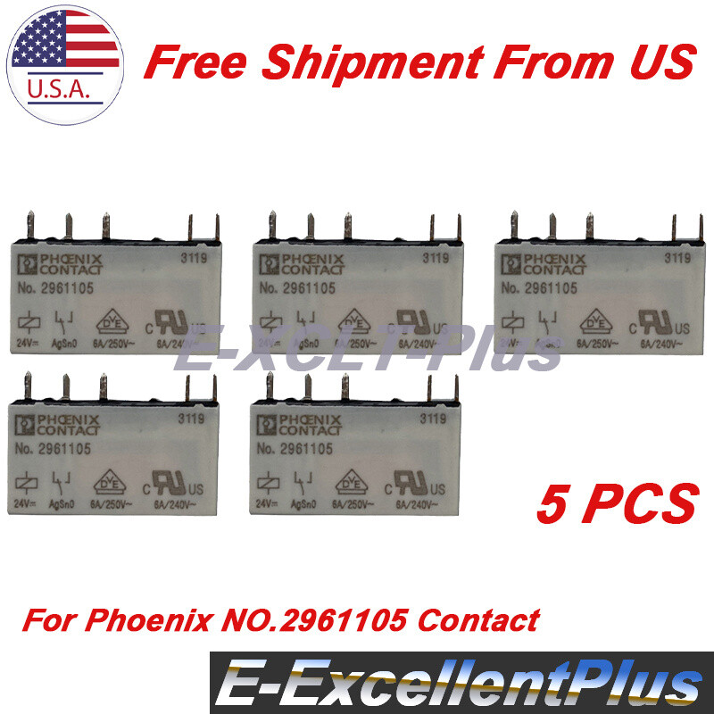 5x Replacement For Phoenix Contact NO.2961105 6A 24VDC 5-Pins 250VAC Power Relay