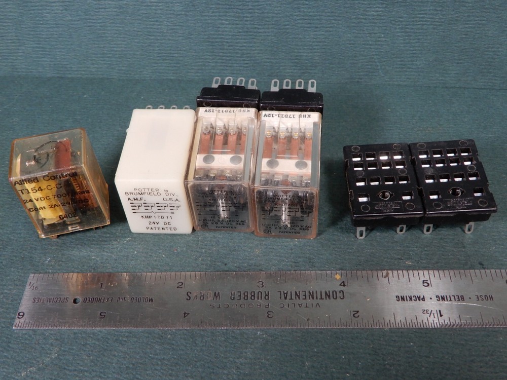 Potter & Brumfield Relays and Sockets 24VDC & 12VDC Everything Shown