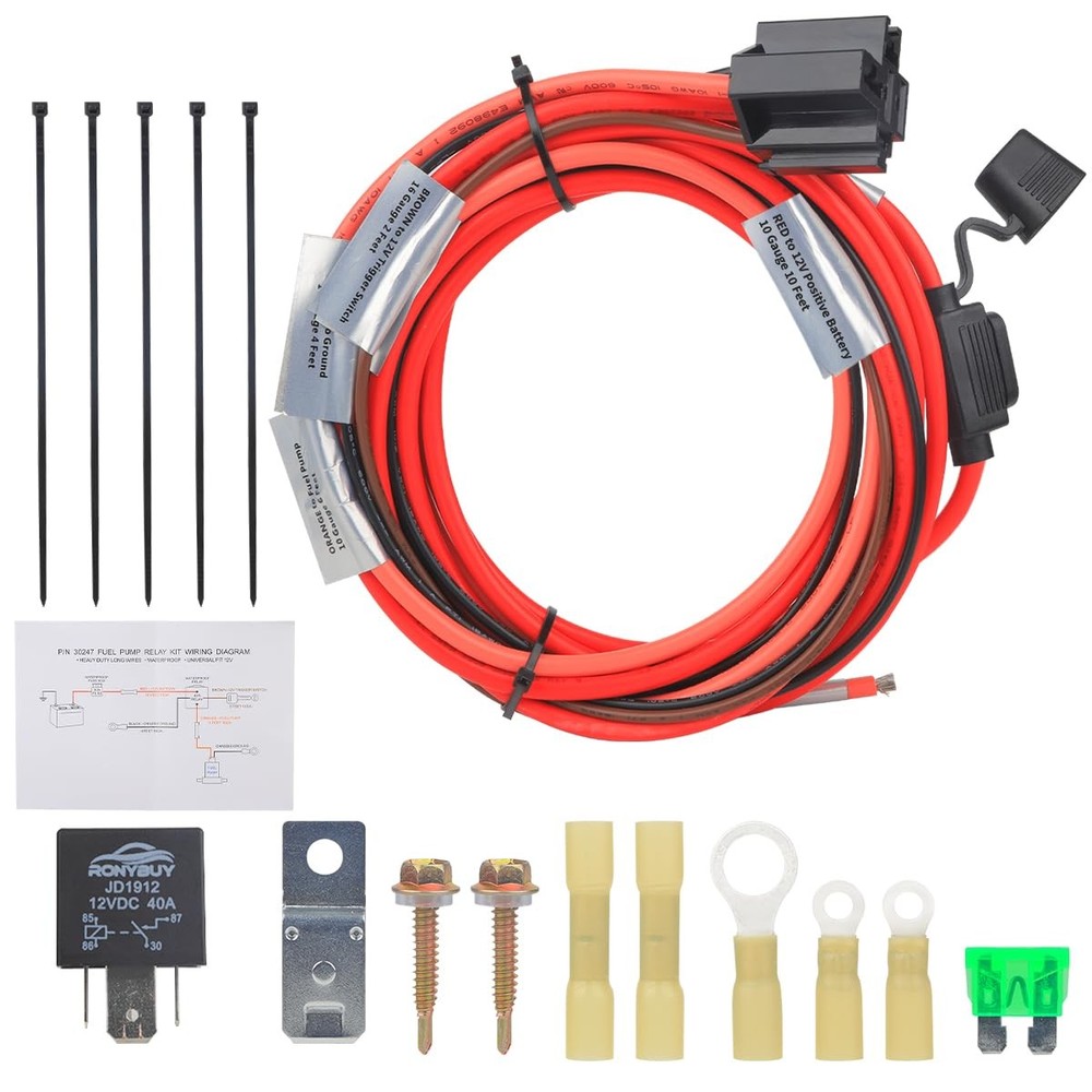 12V Fuel Pump Bypass Relay Kit Waterproof 40 AMP Fuel Pump Relay Switch Module