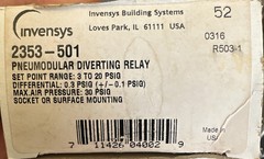 NEW Schneider Electric T.A.C. 2353-501 Pneumodular Diverting Relay 3 to 20 PSI