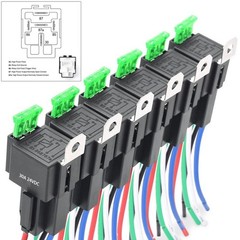 4Pin SPST Reliable 6pcs 30A Blade Fuse Automotive Relay Harness 24V DC