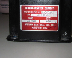 HARTMAN RELAY REVERSE CURRENT A-702AAP USED AS REMOVED