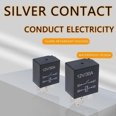 2 Pcs Waterproof 4-Pin 12V 30A Relay Switch, Universal for Motor Model: 4-PIN