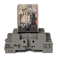 Square D 8501-NR45 Socket Base, 7A, 300V, with Omron MY4N Relay, 24VDC, 14-Pin