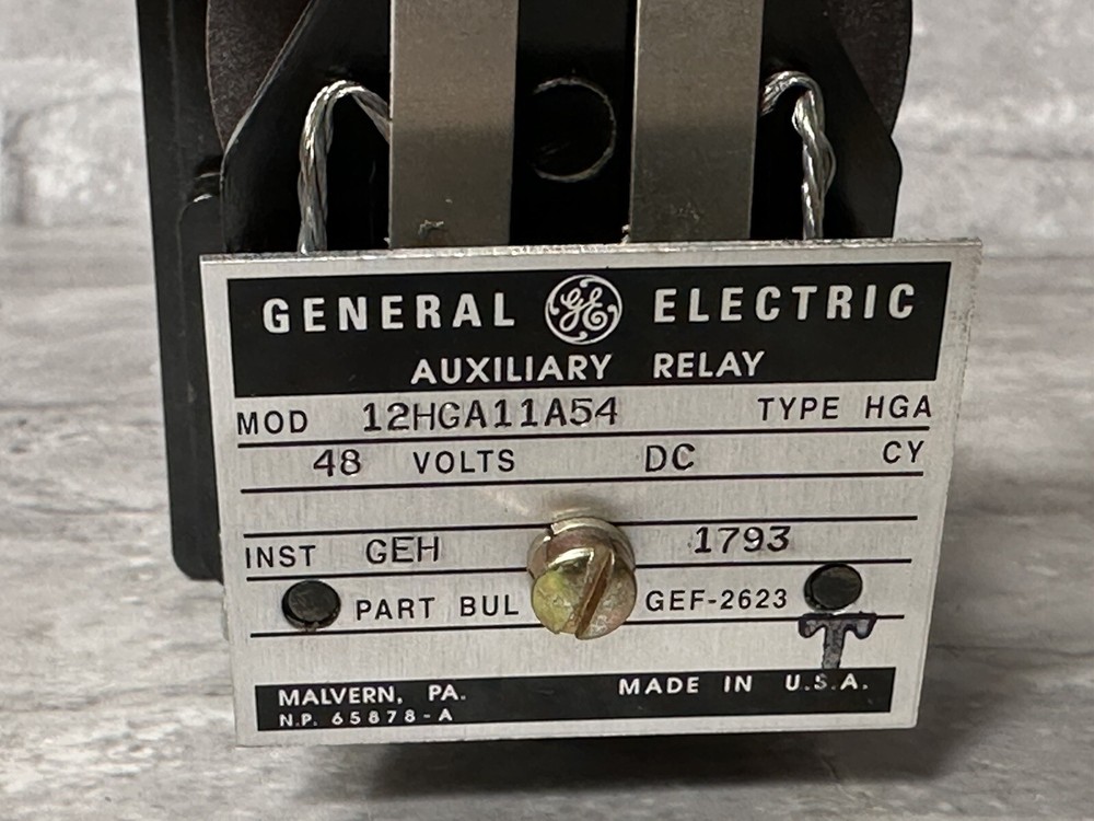 GENERAL ELECTRIC 12HGA11A54 AUXILIARY RELAY TYPE HGA 48 VOLT DC