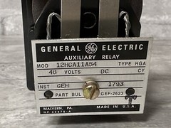 GENERAL ELECTRIC 12HGA11A54 AUXILIARY RELAY TYPE HGA 48 VOLT DC