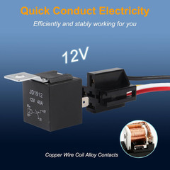 2 Pack 12V 40A 4 Pin SPST Car Relay with Harness Socket Wire Automotive Truck