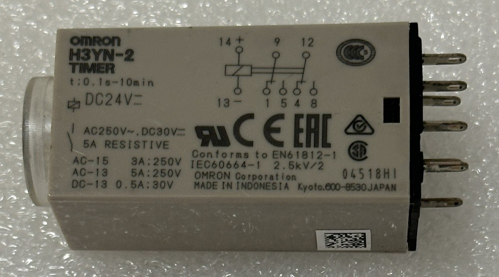 OMRON H3YN-2 DC24 INDONESIA TIMER RELAY 0.1S-10MIN DPDT 24VDC RELPOL GZT2 SOCKET