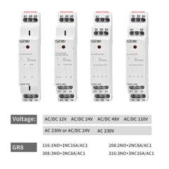 Auxiliary Relay AC/DC12V Electromagnetic Relay 8A/16A SPDT Module Relay Din Rail