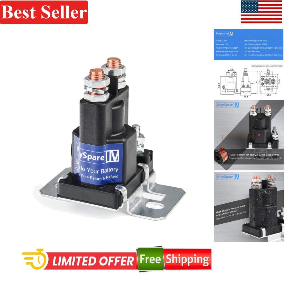 12V 80A Continuous Duty Battery Isolator Relay for Dual Battery Systems