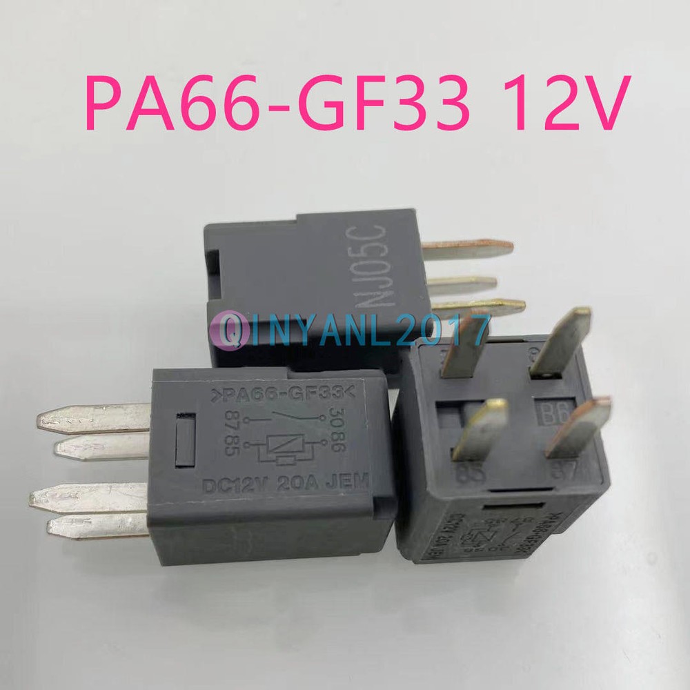 NEW 2PCS PA66-GF33 DC12V 20A Power Relay for Car 4 Pins PA66-GF33