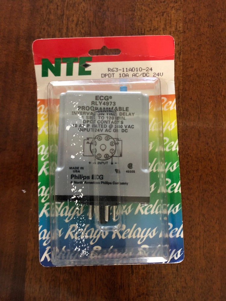 NTE ECG RLY4973 PROGRAMMABLE TIME DELAY RELAY R63-11AD10-24 DPDT 10A AC/DC 24V