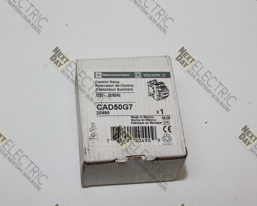 Telemecanique, CAD50G7, Control Relay Contactor Starter 120v Coil Square D
