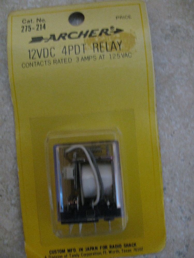Archer 12VDC, 4PDT Relay #275-214 Sealed