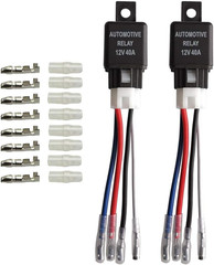 2Pcs Car Relay Harness 12V 40A 4 Pin SPST Harness Sockets with Color-Labeled Wir
