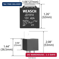 2 Pack JD1914 Car Relay, 12V 40A, 5 Pins SPDT, Automotive Switches and Starte…