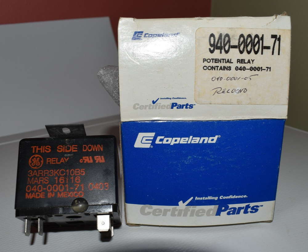 Copeland 940-0001-71 Potential Relay GE 3ARR3KC10B5 Mars 16116 Mexico