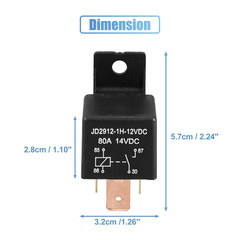 2Pcs Car Relay On/Off Normally Open 4 Pin 12V 80Amp SPST Model JD2…