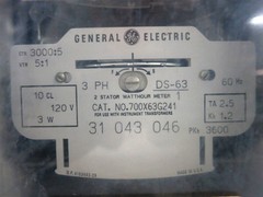 GE 700X63G241 2 Stator Watthour Meter Relay 3PH DS-63 Watt Hour 3000:5 5:1 120V