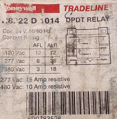 HONEYWELL R8222D-1014 GENERAL PURPOSE RELAY DPDT R8222D1014