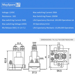 80A 12V Continuous Duty Solenoid Battery Isolator & Starter Relay