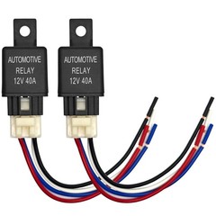 FLS821 Relay 12V 40A with Pigtail Wire Connector (Pack of 2) – Universal SPST 4-