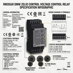 SCHNEIDER RM35UA13MW VOLTAGE CONTROL RELAY 24-240VAC/DC FREE FAST SHIPPING