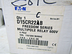 🔥 NEW CUTLER HAMMER FREEDOM SERIES D15CR22CB MULTIPOLE RELAY 4P 480 VAC COIL