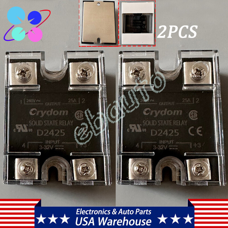 2PCS For CRYDOM Solid State Relay D2425 240VAC 25A Output 3-32VDC Input