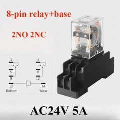 AC 24V 5A Coil DPDT 8 Pin Red LED General Purpose Power Relay w Socket Base