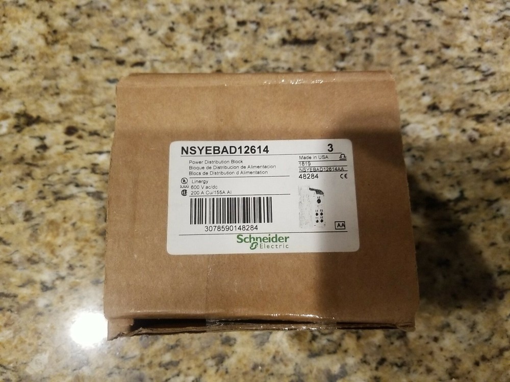 3pc Schneider NSYEBAD12614 Power Distribution Block, 200A CU, 155A AL, 600V *NEW
