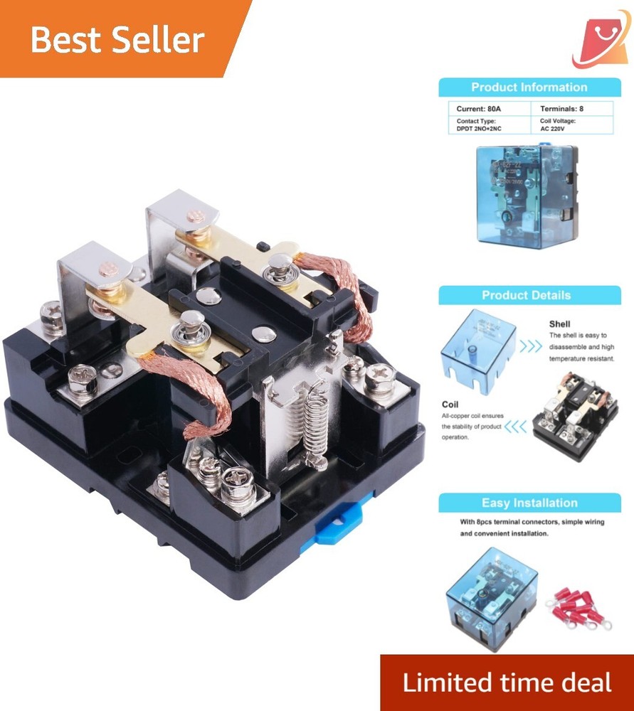 Automatic AC 220V DPDT Relay 80A – Compact Design with Gold & Copper Options