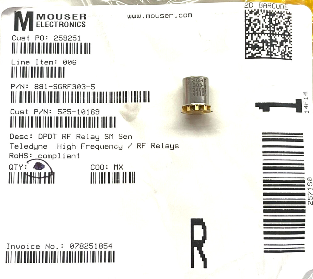SGRF303-5, TELEDYNE High Frequency / RF Relays